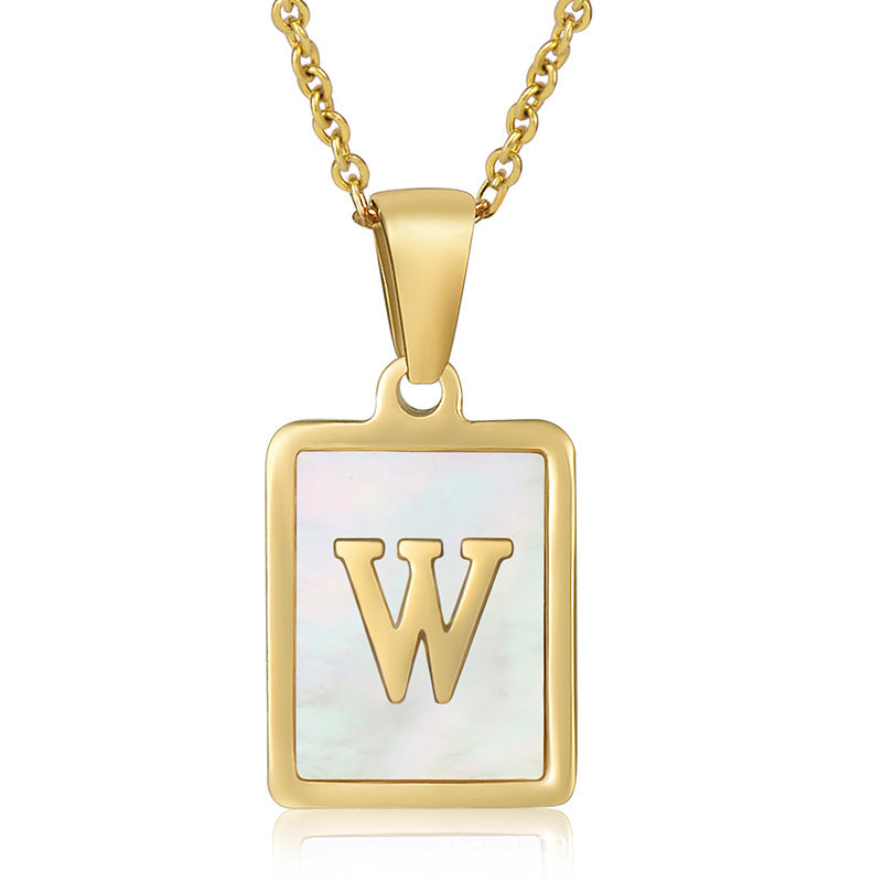 Wholesale Titanium Steel Shell Alphabet 18K Gold Necklace